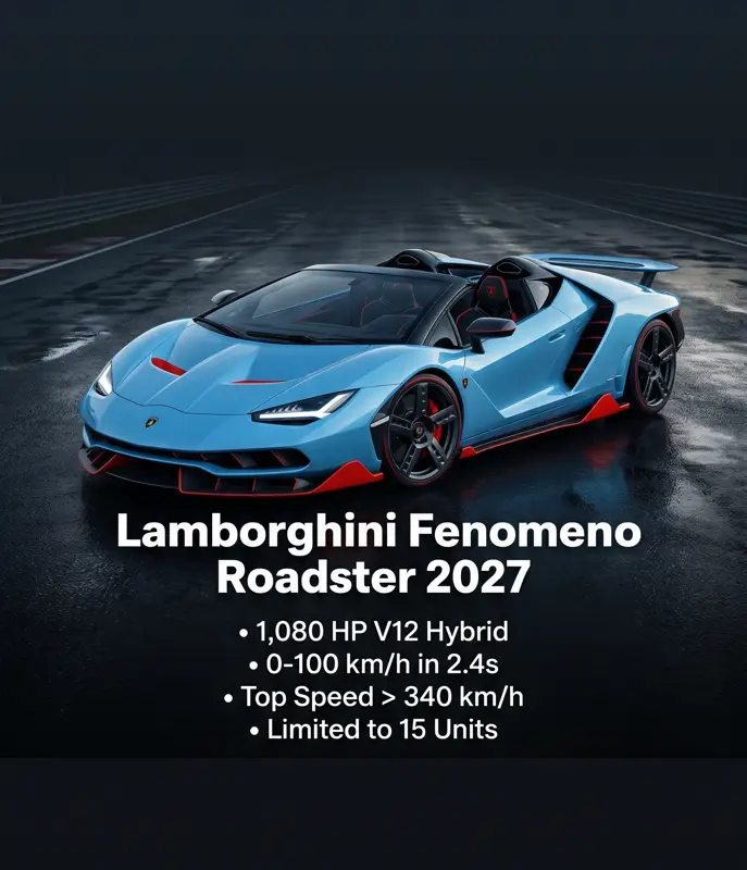 Inside the 2027 Lamborghini Fenomeno Roadster: The 1,080 HP V12 Hybrid Beast Limited to Just 15 Units