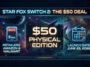 An infographic poster detailing the psa you can get star foxs switch 2 physical release for just usd50 us, showing the June 25, 2026 launch date and physical availability at Walmart and Amazon.