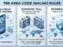 Infographic detailing the mandatory 10-digit dialing rules, formatting, and PBX network setup required for the new 789 area code overlay.