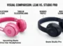 Visual comparison showing the unreleased pink Beats over-ear headphones leaked by Lamine Yamal alongside the traditional Beats Studio Pro.