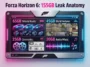 A technical infographic showing the breakdown of the 155GB Forza Horizon 6 leak, detailing vehicle assets, world textures, and audio files.