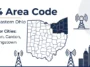 Infographic showing the map location of the 234 area code in northeastern Ohio, highlighting major cities like Akron, Canton, and Youngstown.