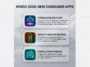 A sleek, modern infographic detailing Apple's new consumer apps for 2026, highlighting the standalone Siri AI chatbot app, the restored Apple TV Remote Home Screen icon, and the consolidated Find My interface for watchOS 27.