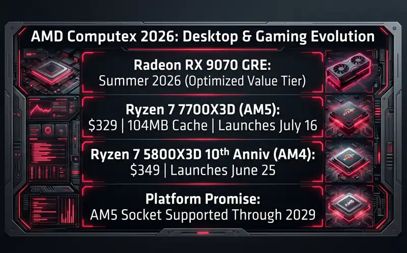 Massive AMD Drop: Radeon RX 9070 GRE, New X3D Chips, & Ryzen AI Max PRO 400 Series Unleashed at Computex 2026