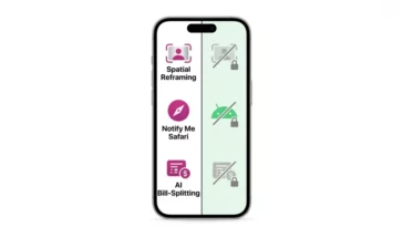 An infographic comparing mobile ecosystem tools, highlighting exclusive iOS 27 features like Spatial Reframing, Safari Notify Me, and AI Bill-Splitting currently missing on Android 17.