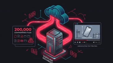 Infographic illustrating the massive Tata Electronics data breach exposing the Apple iPhone 18 Pro drop test video and 200,000 confidential files.