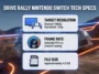Infographic showing the technical specifications for Drive Rally on Nintendo Switch, featuring 1080p docked resolution, solid 60 FPS frame rate, and a 4.5 GB file size.