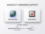 Infographic showing macOS 27 hardware support, highlighting the requirement for Apple Silicon and the end of the Intel Mac era, along with the security update timeline for older systems.