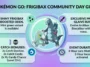 Infographic detailing the Pokémon Go Frigibax Community Day, highlighting boosted shiny odds, the exclusive Glaive Rush move for Baxcalibur, 3x Catch Stardust, and 3-hour Lure modules.