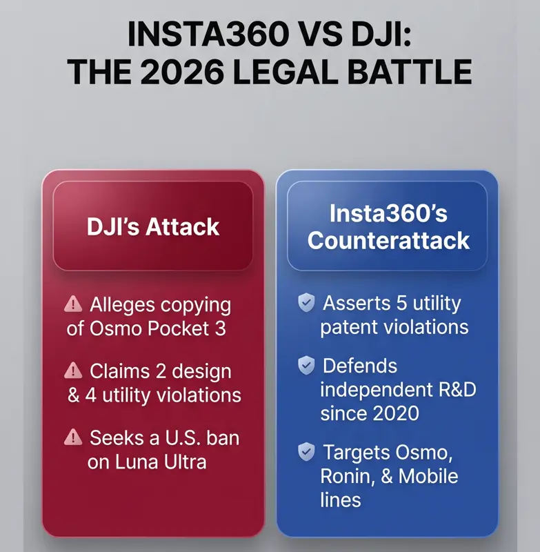 DJI Under Fire: Insta360 Countersues With 5 Major Patent Violations in Escalating Camera War
