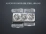 Infographic showing the ASRock Radeon RX 9070 GRE Steel Legend hardware specifications, highlighting the Navi 48 XL GPU, 12GB GDDR6 memory, triple-fan cooling, and $550 MSRP.
