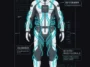 Infographic detailing the technical features of the Prada LCVG spacesuit base layer, including dual cooling loops and CO2 scrubbers.