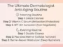 Infographic showing a simple dermatologist-approved anti-aging skincare routine, featuring Vitamin C and SPF in the morning, and retinol with a barrier-repair moisturizer at night.