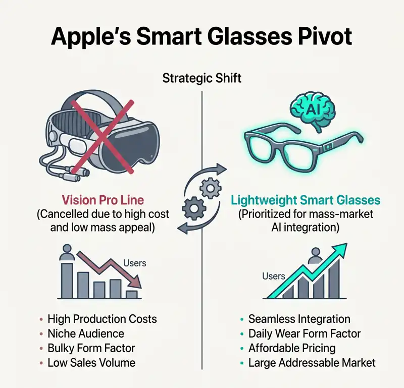 RIP Vision Pro? Apple's New CEO Scraps Successors to Focus on 2027 AI Smart Glasses - تفاصيل إضافية