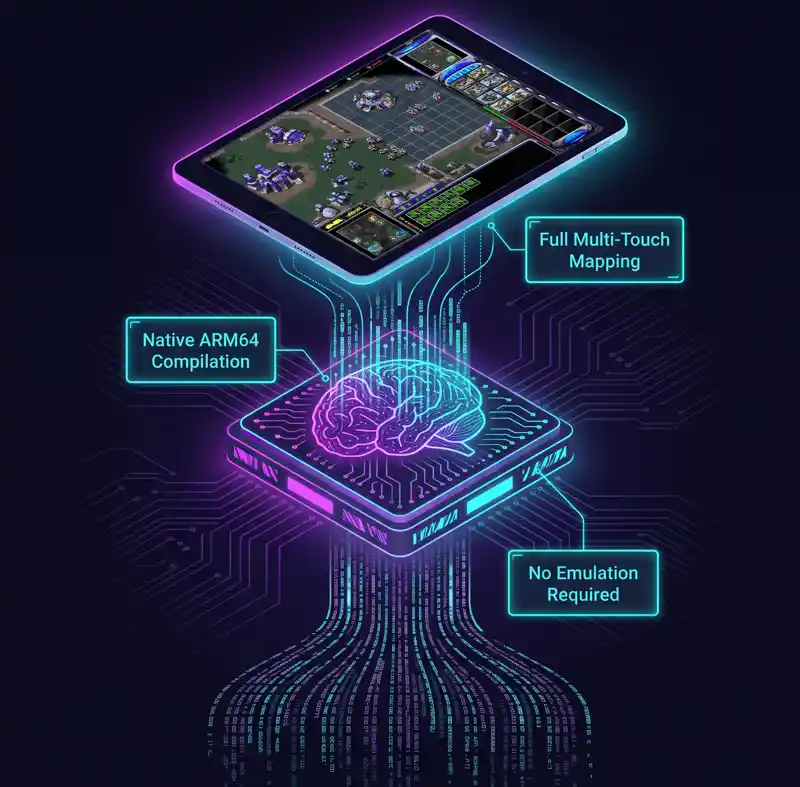 Infographic showing how Claude Fable 5 compiled Command and Conquer Generals Zero Hour natively for iPad without emulation.