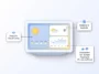 Infographic showing the new Material 3 visual cards for weather forecasts and interactive feedback on the Gemini Nest Hub smart display.