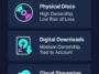 Infographic comparing the ownership levels and risks of loss between physical game discs, digital downloads, and cloud gaming streaming services.