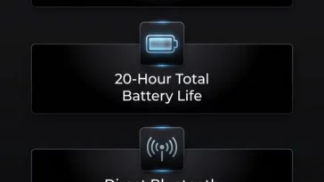 Infographic showing the key specifications of the GoPro Wireless Mic System, including its 10-gram weight, 20-hour battery life, and direct Bluetooth pairing capabilities.
