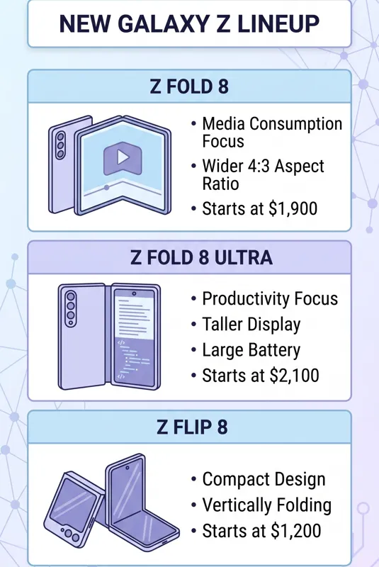 Samsung Unveils Galaxy Z Fold 8 Lineup as the Samsung vs Apple Fight Foldable Phones War Heats Up - تفاصيل إضافية