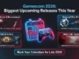 An infographic timeline showcasing the top 2026 game releases announced at Gamescom, including The Witcher 3 Remastered, Gears of War E-Day, Path of Exile 2, and Silent Hill Townfall.