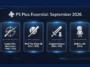 Infographic listing the PlayStation Plus Essential September 2026 lineup featuring Sniper Elite Resistance, MLB The Show 26, Chained Echoes, and Wobbly Life.