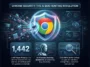 Infographic showing Google Chrome's security milestone, fixing 1,442 flaws discovered by AI, including a critical 13-year-old vulnerability.