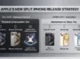 Infographic showing Apple's new split release schedule, featuring the iPhone 18 Pro and Foldable in Fall 2026 and the base iPhone 18 in Spring 2027.