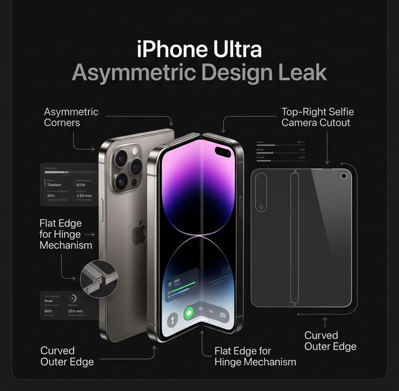 Leaked Screen Protector Exposes Apple’s Radical Asymmetric Design for the iPhone Ultra!