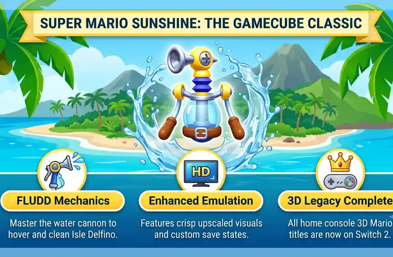 Switch 2 Finally Gets The Most Controversial GameCube Classic: Super Mario Sunshine Release Date Set - تفاصيل إضافية