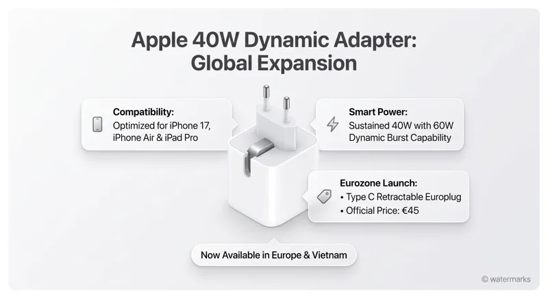 Apple Expands 40W Dynamic Power Adapter with 60W Boost to Europe and Vietnam: Tiny Design, Massive Speed! - تفاصيل إضافية