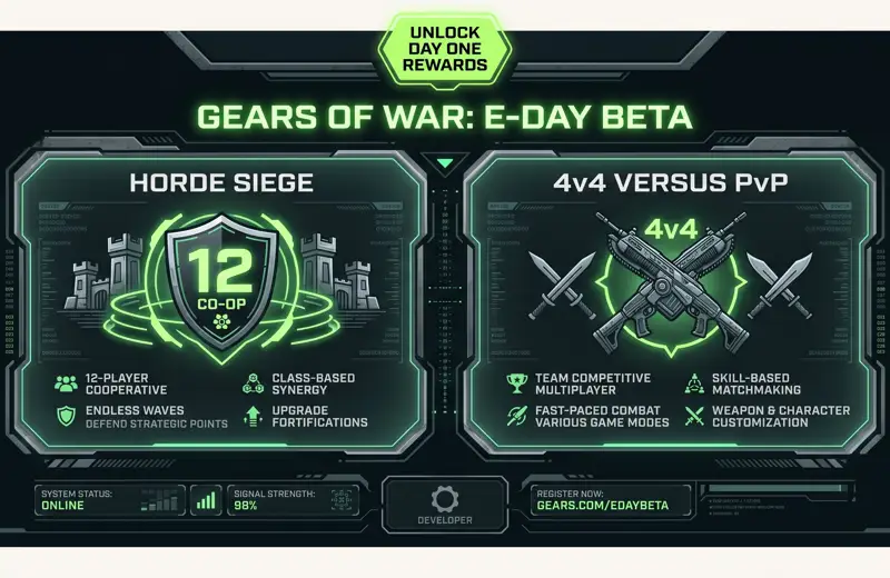 Play Gears of War: E-Day Beta FREE This Weekend! Xbox Free Play Days - تفاصيل إضافية