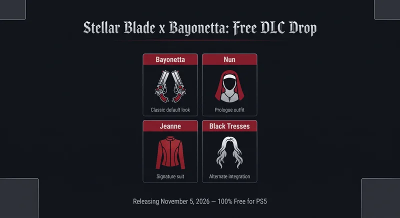 Massive Stellar Blade Update: 4 Free Bayonetta Costumes Hitting PS5 as New Sequel is Teased!