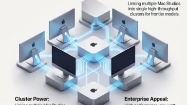 Infographic illustrating the unexpected enterprise demand for Apple Mac Studio and Mac mini to run localized AI models.