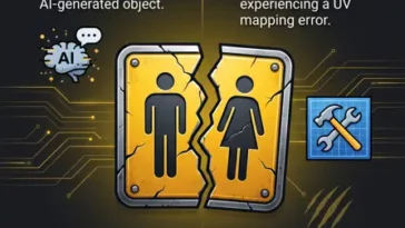 A gaming infographic titled "Wolverine Sign Controversy" comparing the community's claim of a generative AI asset against Insomniac's official statement of a UV map bug.