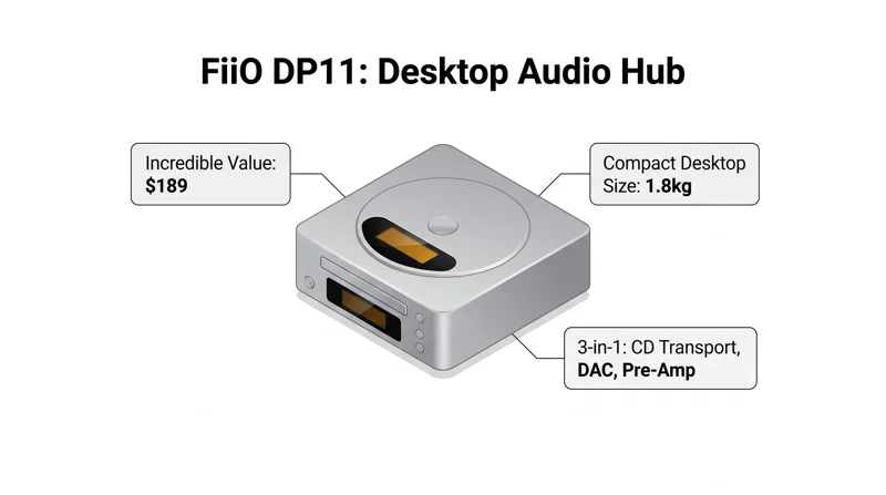 FiiO's New $189 DP11 CD Player Is a Desktop Audio Monster with a Built-In DAC and Pre-Amp