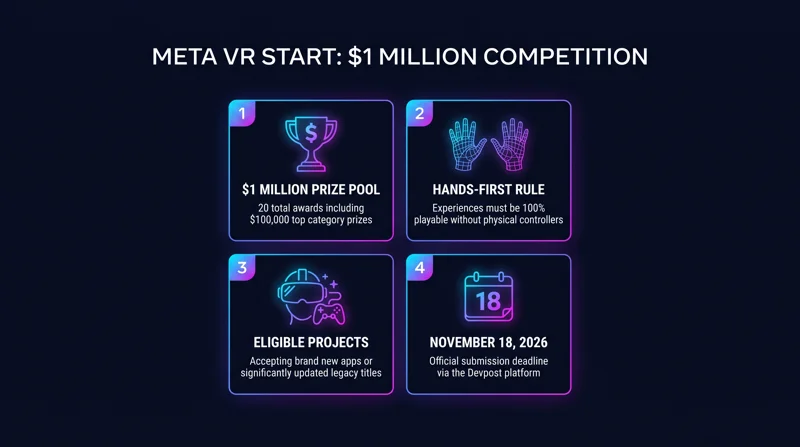 Win a Share of $1 Million: Meta's Massive "Hands-First" VR App Contest Drops Ahead of 2027 Glasses Launch