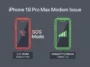 Infographic comparing the U.S. iPhone 18 Pro Max with the Qualcomm modem causing SOS mode to the global models using the Apple C2 modem with stable cellular service.